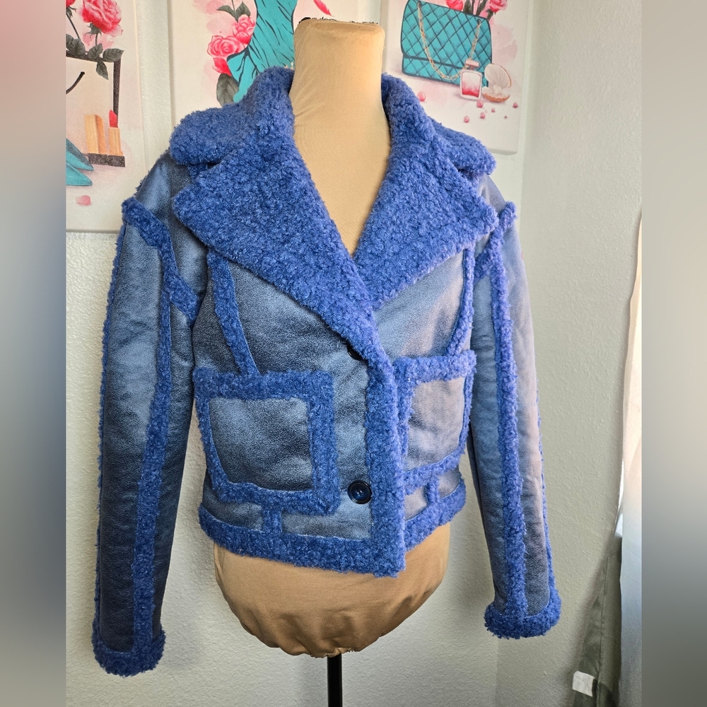 7 for all mankind faux fur crop jacket